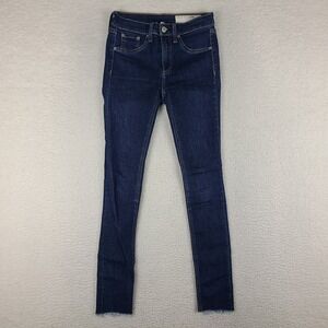Rag Bone Jeans Womens 24 Blue 10" Skinny Fray Dark‎ Wash Denim *